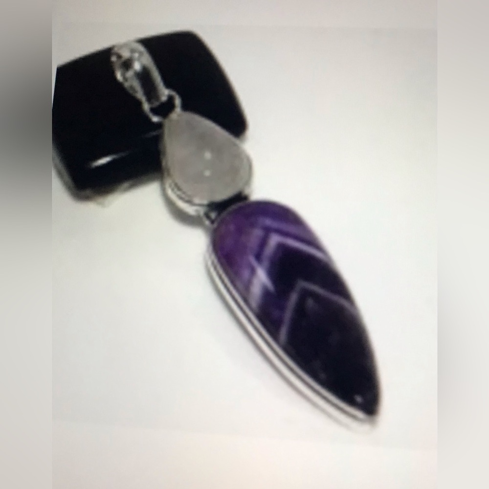Sage Amethyst Moonstone 925 Stamped Sterling Silver Necklace